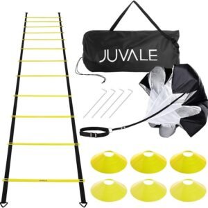 Kit de velocidad y agilidad: escalera, 6 conos, paracaídas, estacas y bolso